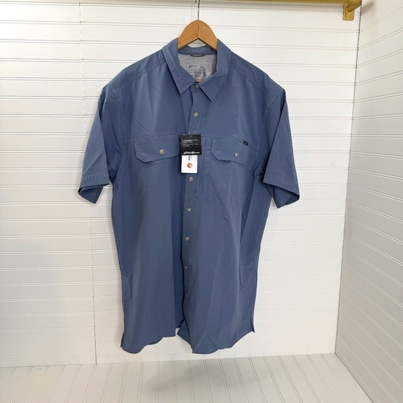 NEW Men's Eddie Bauer Short Sleeve Atals Exploration Shirt Blue XL - Picture 1 of 7